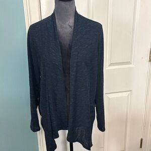 Lightweight Cotton Emporium Heather Blue and Black Open Cardigan